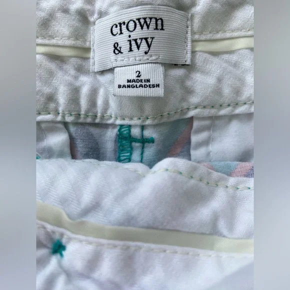 Crown & Ivy, Cotton-Blend Chino Shorts, Multicolored Chino Shorts Sz 2 - Picture 3 of 8